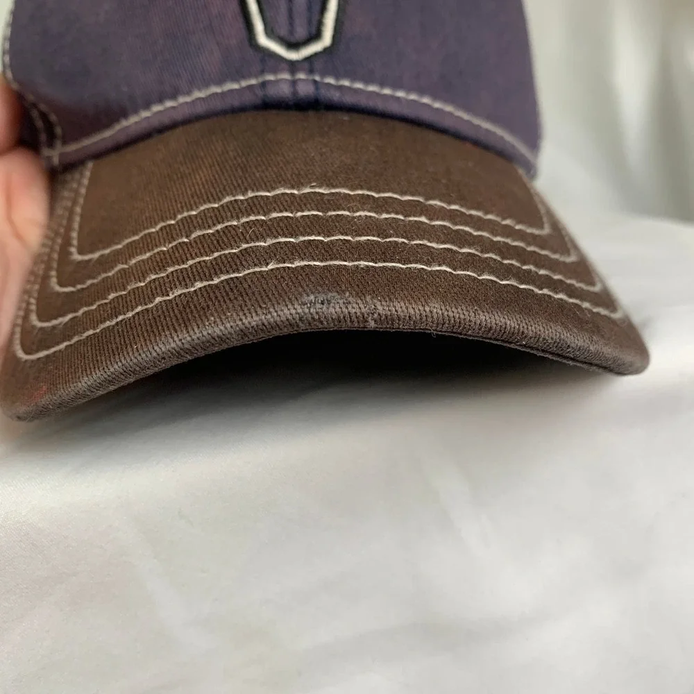 Wrangler 20X Hat Boys Youth Blue Brown Fitted Cotton Spandex Baseball Cap Flaw